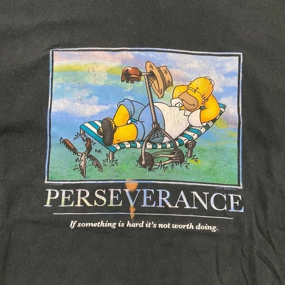 The Simpsons Perseverance Homer 2003 Hunter Green T-Shirt Men's Size Large - Picture 3 of 8